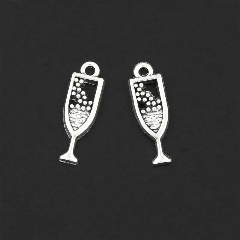 Подвески в виде винной бутылки серебристого цвета 20 шт. стеклянная подставка