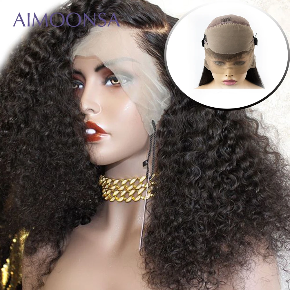 

Fake Scalp Cap 360 Lace Front Human Hair Wigs For Women Black 180 Density Pre Plucked Glueless Curly Wig Brazilian Remy Wigs