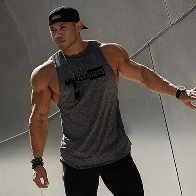 Тренажеры торговой марки muscleguys одежда Спортивная майка для бодибилдинга Топ для мужчин Фитнес рубашка мышцы без рукавов жилет Tanktop