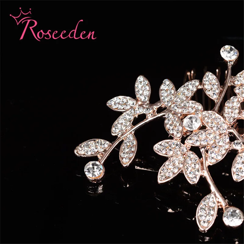 

Gorgeous Silver Color Clear Rhinestones Bridal Hair Comb wedding hair piece Crystal rose gold Brides hair jewelry RE784