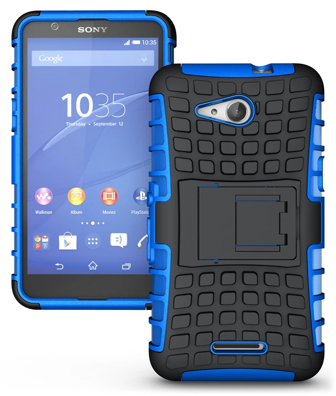 Dual Layer Hybrid Hard Cover ShockProof Rugged Silicone Armor Case For Sony Xperia E4G Phone with Stand Holder |