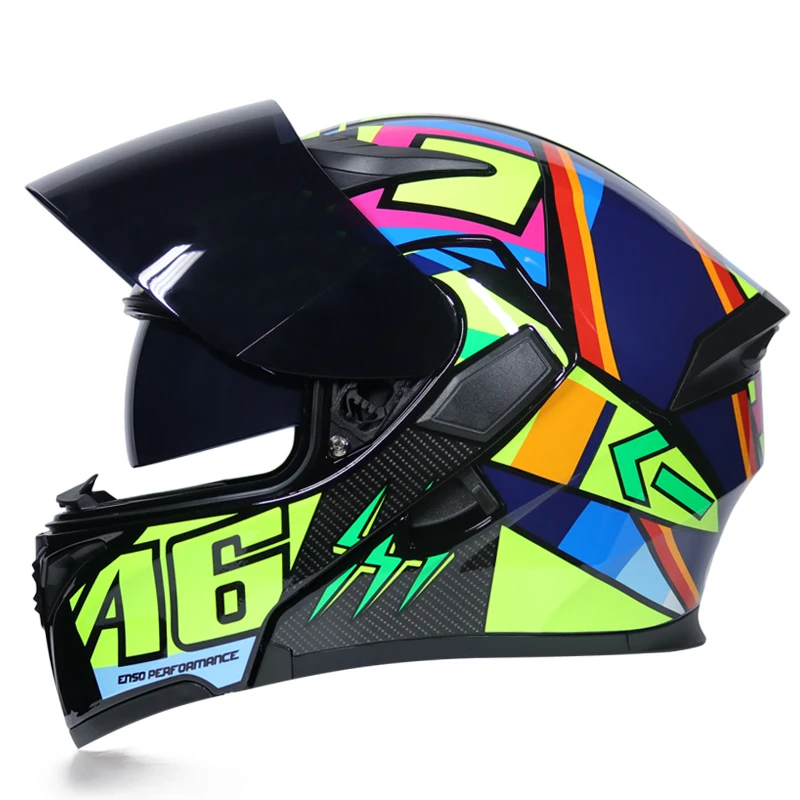 Hot sale JIEKAI Flip Up Motorcycle Helmet Modular Moto With Inner Sun Visor Safety Double Lens Racing Full Face Helmets | Автомобили и