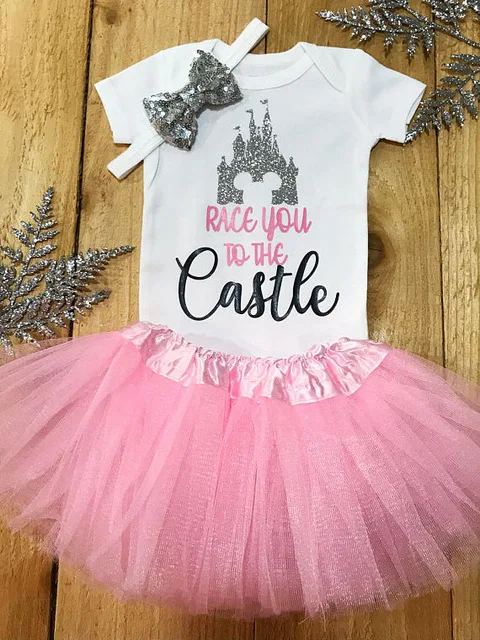 Customiz блеск замок детский душ младенческой Боди взять домой новорожденный onepiece