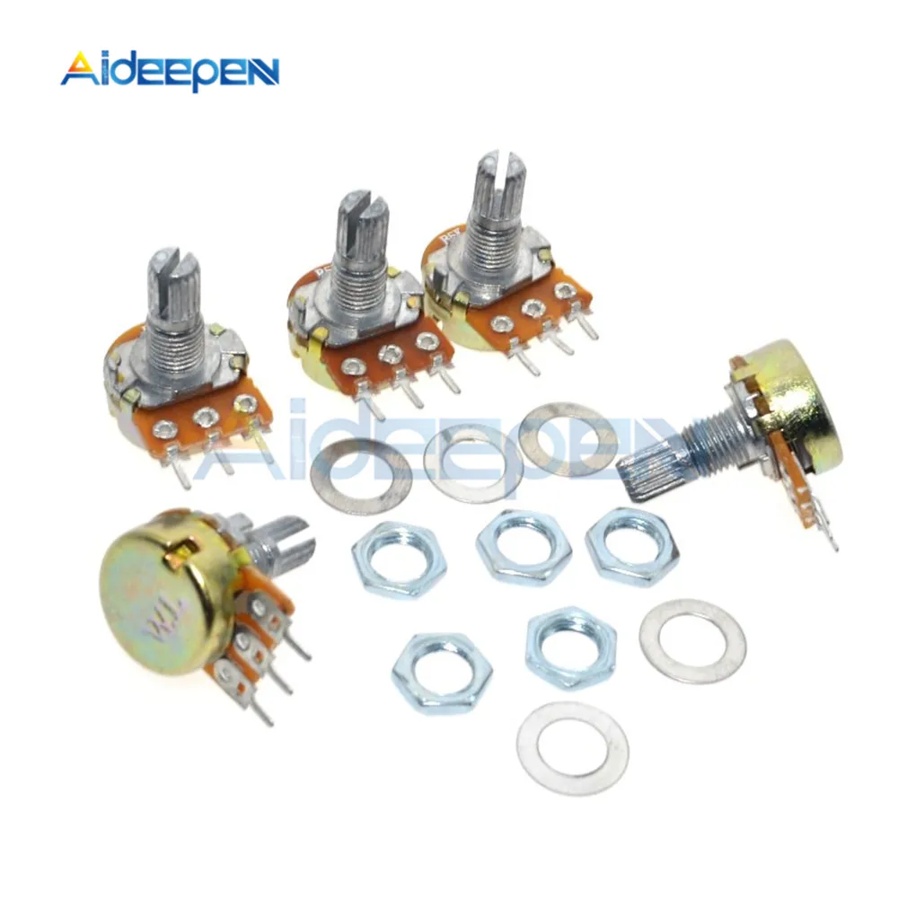5PCS B20K OHM Linear Taper Rotary Potentiometer 20KB Pot 15MM Shaft 3 Pin | Инструменты