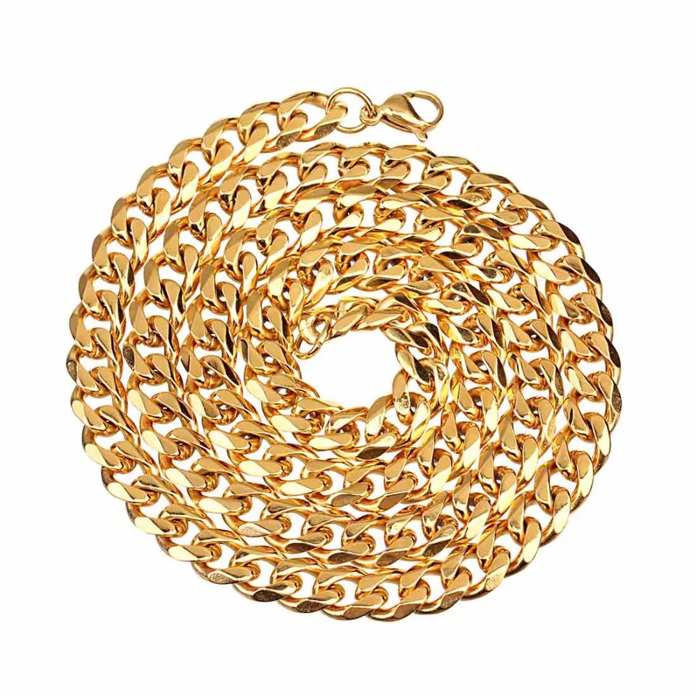 LOULEUR Gold Silver Color 60cm Stainless Steel Chains Bulk Wide 8mm Flat Link Rolo for Necklace Bracelet Jewelry Making | Украшения и