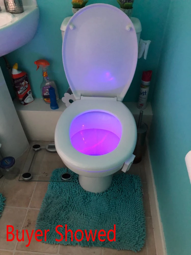 Умный светодиодный ночной Светильник для унитаза с датчиком движения PIR Autor Switch WC светильник 8 цветов AAA батарея подсветка лампы для унитаза