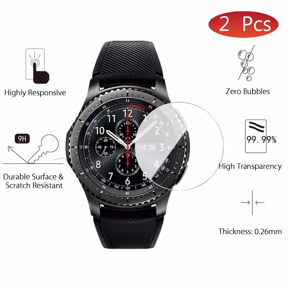 

2 шт., закаленное стекло для Samsung Gear S3 frontier LTE 2.5D