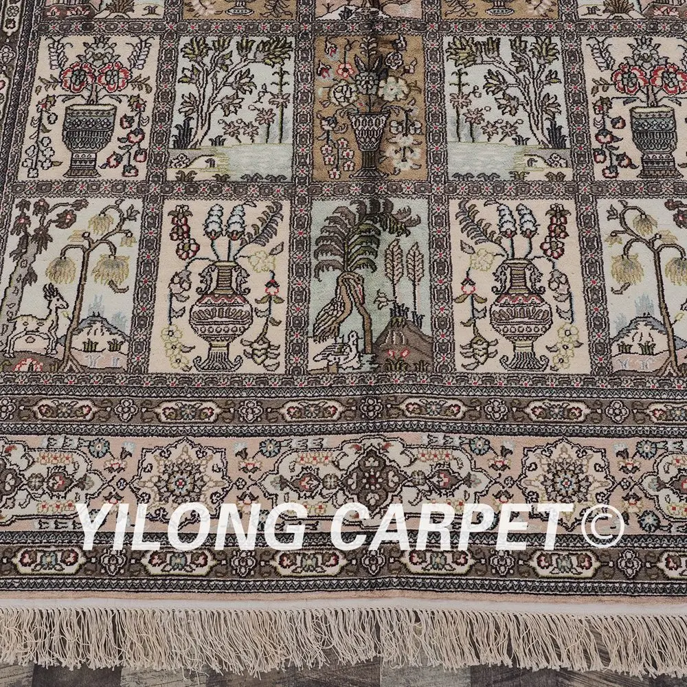 YILONG 5 'x 8' Цветочные четыре сезона персидский Прочный Шелковый ковер ценное