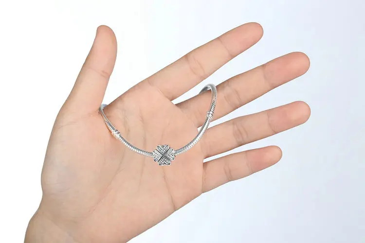 Аутентичные стерлингового серебра 925 Клевер лепестки любви подвеска с