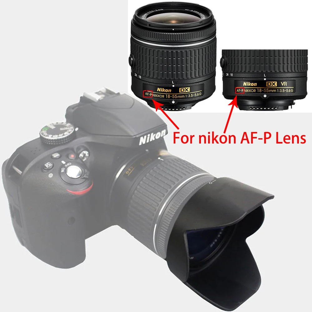 AF P 18 55 мм f/3 5 6G VR бленда объектива для Nikon D500 D3300 D3400 D5300 D5500 D5600 as HB N106 NIKON 1 10 100 f/4 5.6|lens