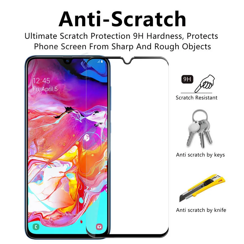 Полное покрытие Переднее стекло для Samsung Galaxy A90 A40 A70 A80 A50 A30 A60 A20 A10 S10e закаленное M20