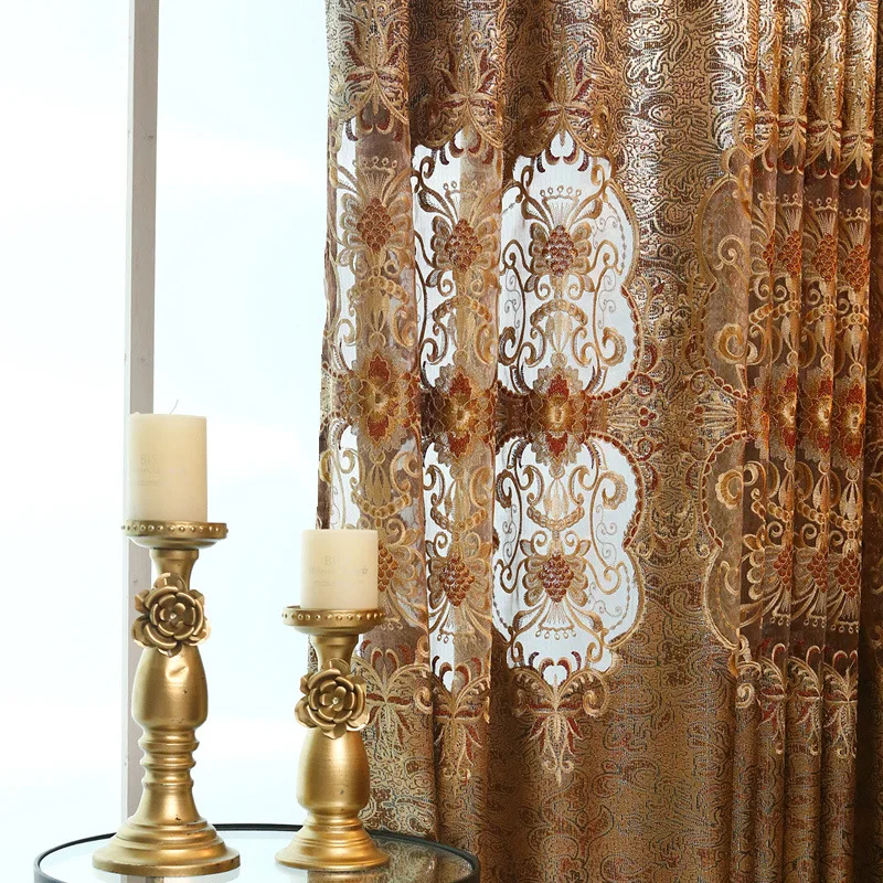 Полиэстер Европейский роскошный вышитые плоские окна затемненные занавески