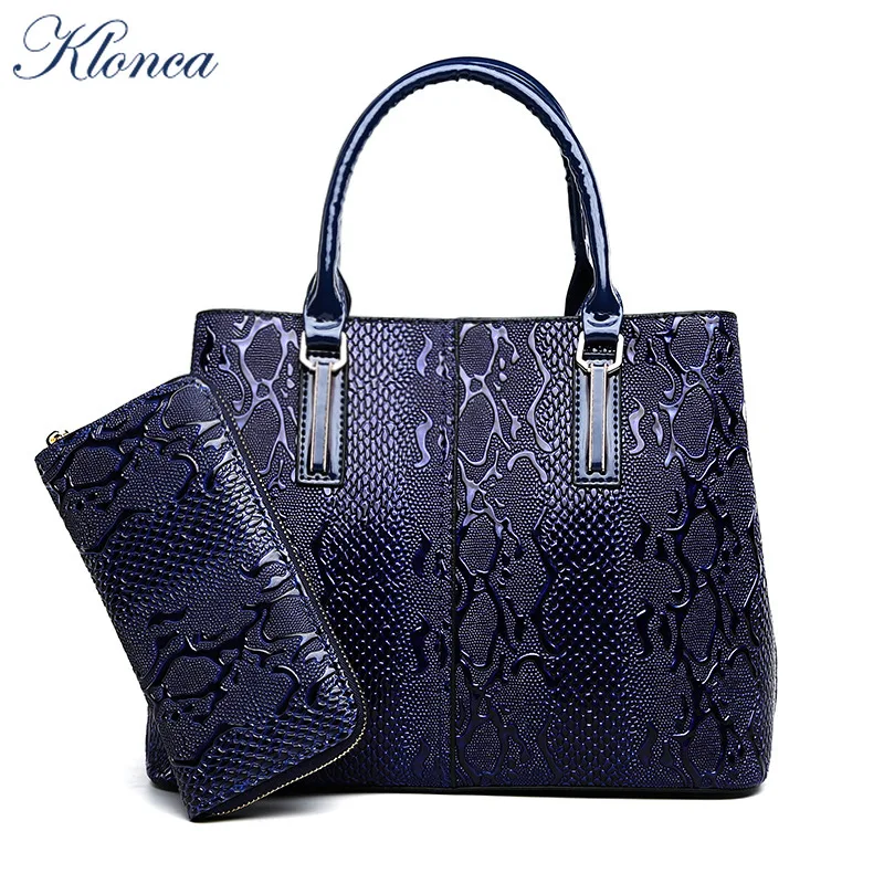 Klonca freeshipping chic female handbag new designer serpentile mposite bag high quality PU leather casual shoulder 2019 | Багаж и сумки