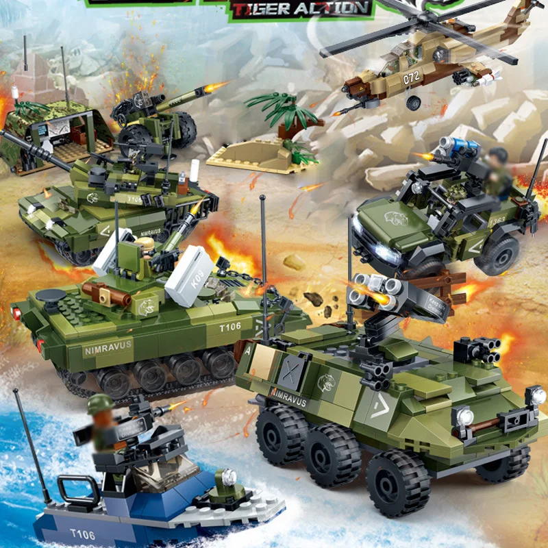 Современные Военные сцены мировой войны тигровые экшн кирпичи армейские войска