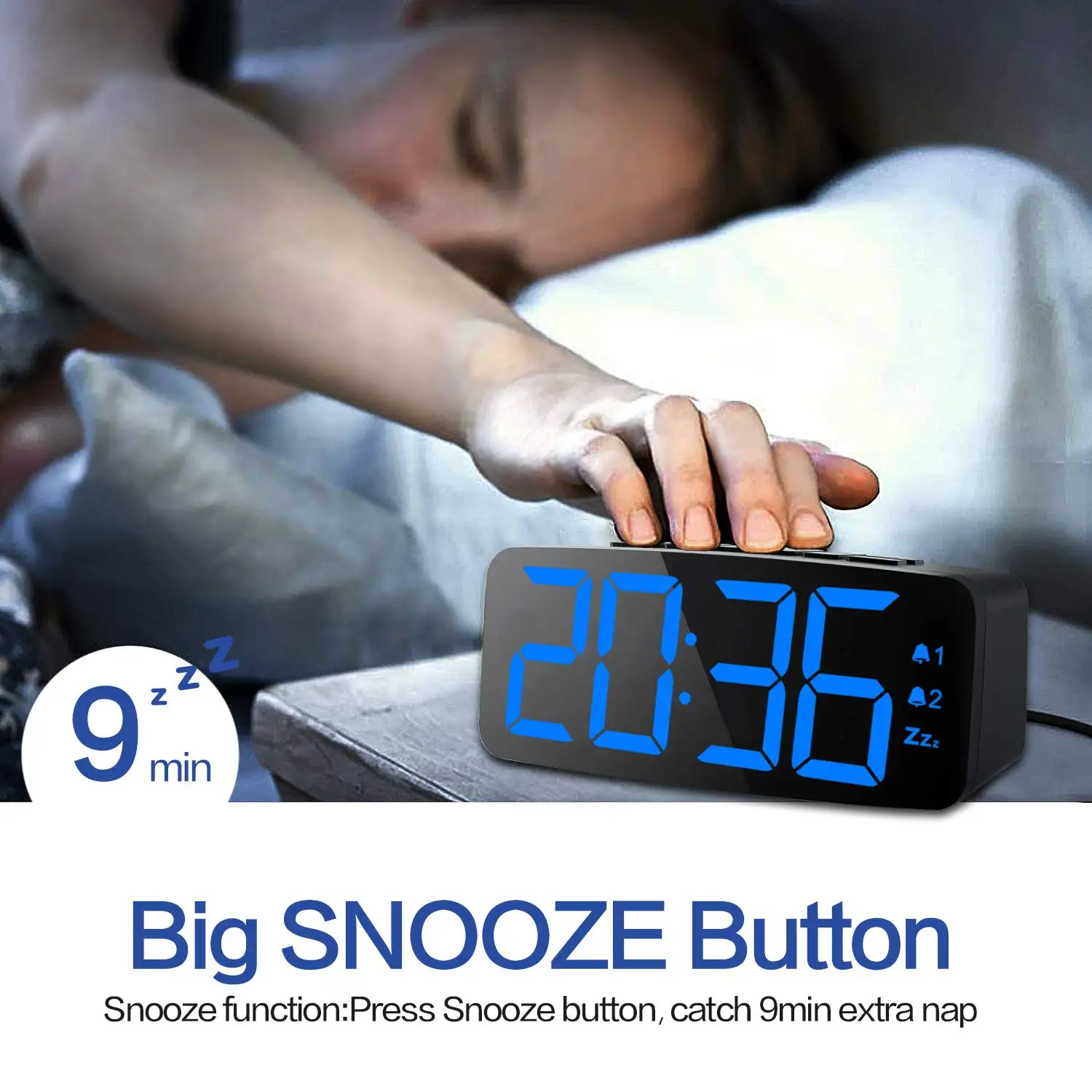 Популярный USB цифровой будильник новый черный обновленный 6 3 дюймовый большой