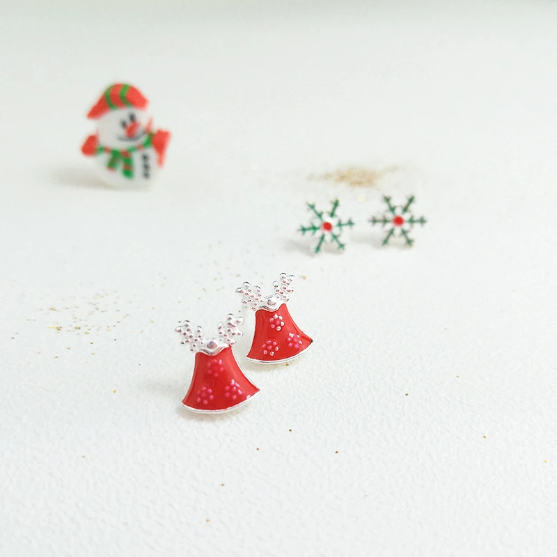 Close To Me Real S925 Sterling Silver Creative Handmade Fine Jewelry Christmas Snowflake Simple Stud Earrings for Women | Украшения и