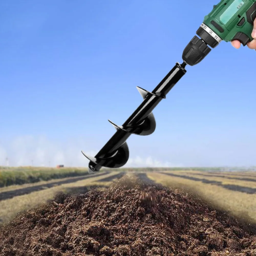 Garden Grass Plug Plant Flower Bulb Auger Rapid Planter Post or Umbrella Hole Digger for Hex Drive Drill Power Tool Accessories