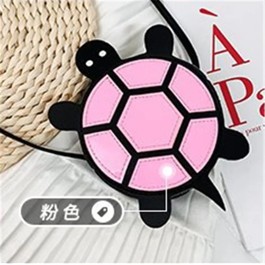 Tortoise Pink Мультяшная Детская сумка через плечо из искусственной кожи для девочек, сумка-мессенджер через плечо для маленьких детей, мини кошелек для монет, карман для денег - Цвет: Tortoise Pink