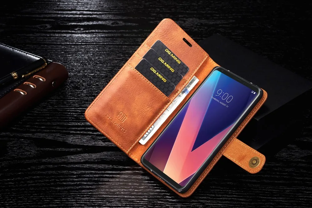 Чехол из воловьей кожи в стиле ретро для LG V20 G6 V30 V30 Plus, съемный кожаный откидной Чехол-бумажник для LG G7 ThinQ, настоящий кошелек, сумки для телефонов