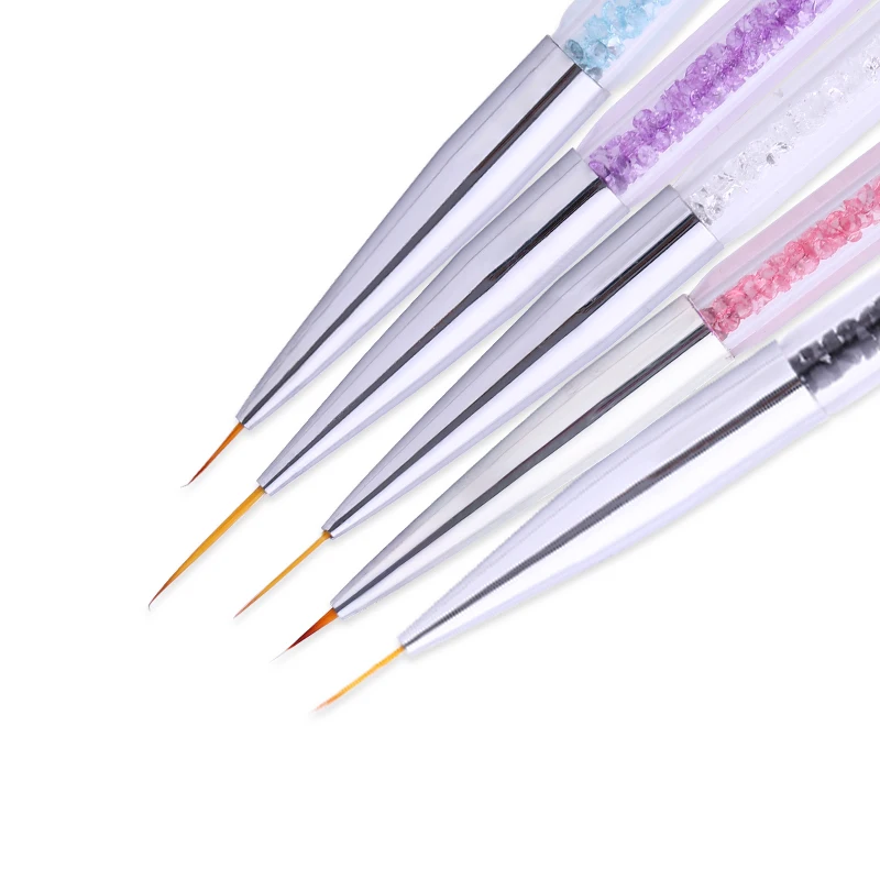 Двухсторонняя кисть для подводки ногтей цветная ручка со стразами рисования