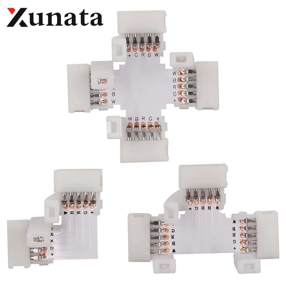 RGBW Светодиодная лента RGB Разъем 2PIN/4PIN 10 мм 5PIN 12 мм X L Т-образный адаптер PCB 5050 аксессуары для светодиодных лент светильник