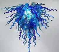 ac 110v 120v 220v 240v led bulbs blue hand blown glass art chandelier for sale