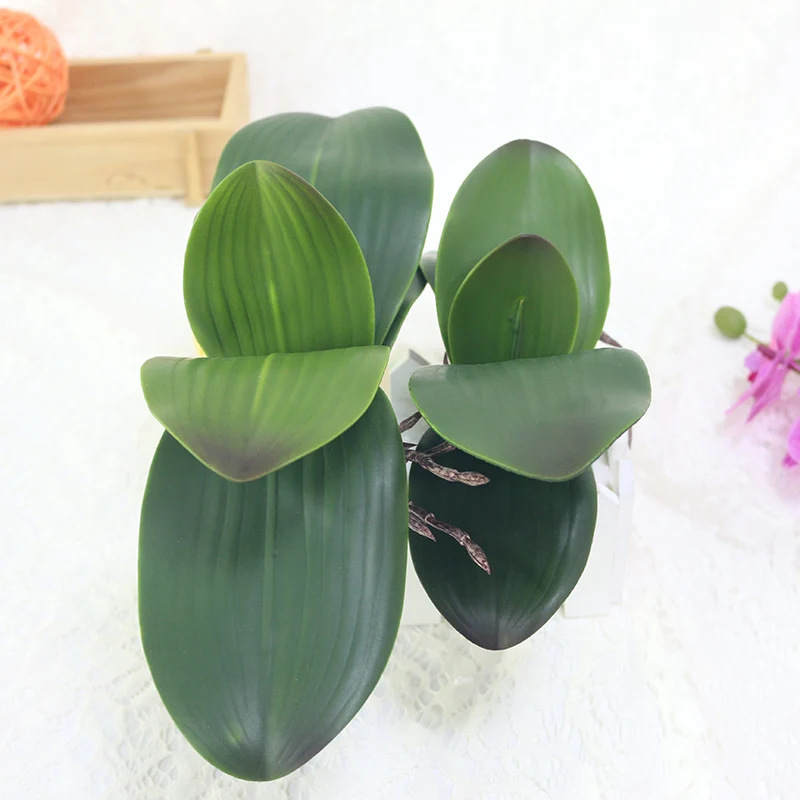 1 шт настоящий на ощупь фаленопсис искусственное растение с листьями DIY декоративные цветы вспомогательный материал для цветочного оформления листья орхидеи