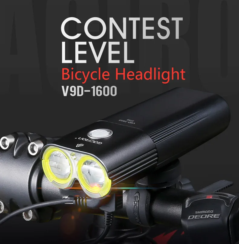 

GACIRON Professional 1600 Lumens Bicycle Light Power Bank Waterproof USB Rechargeable Bike Light Flashlight