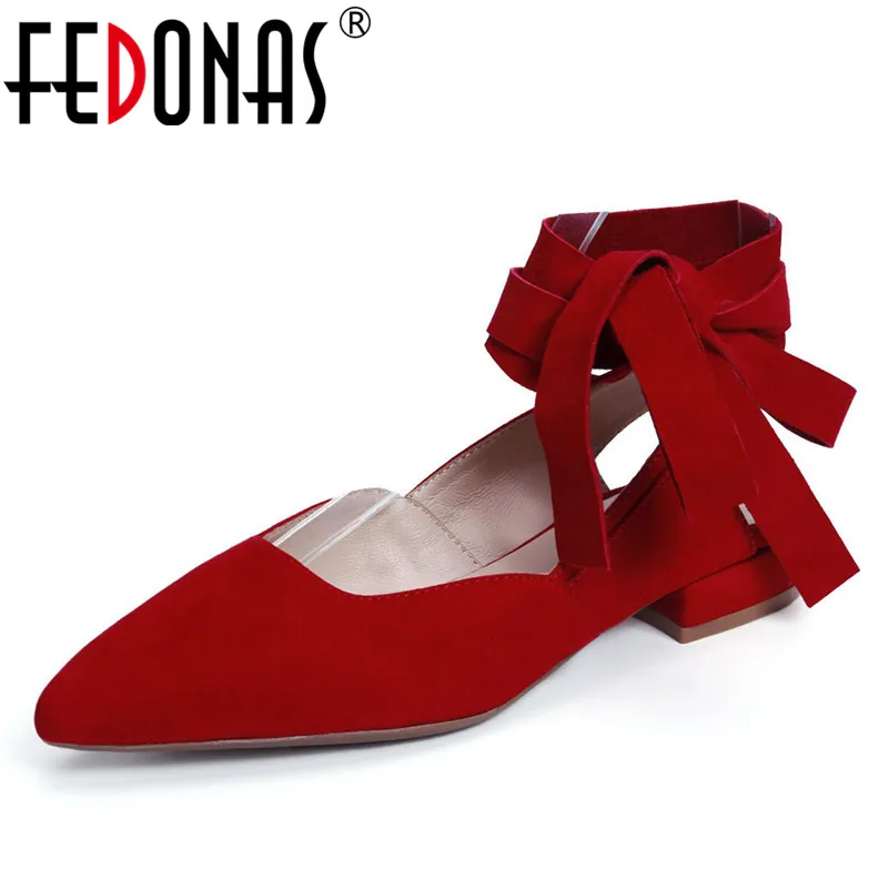 Женские туфли лодочки FEDONAS с острым носком и ремешком на щиколотке лето|Женские