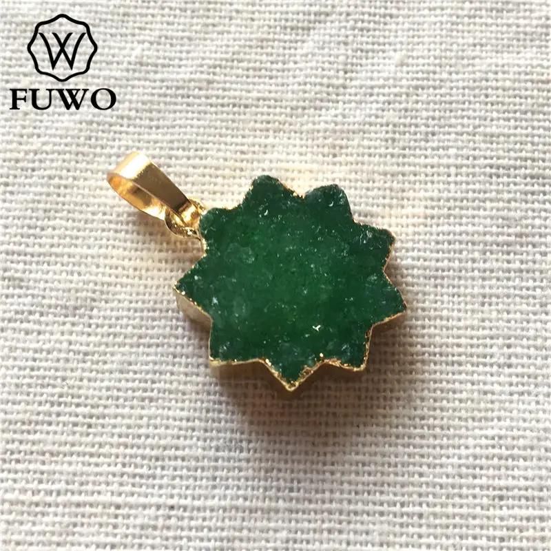 Подвеска FUWO с натуральным цветочным орнаментом золотой отделкой Модный кулон