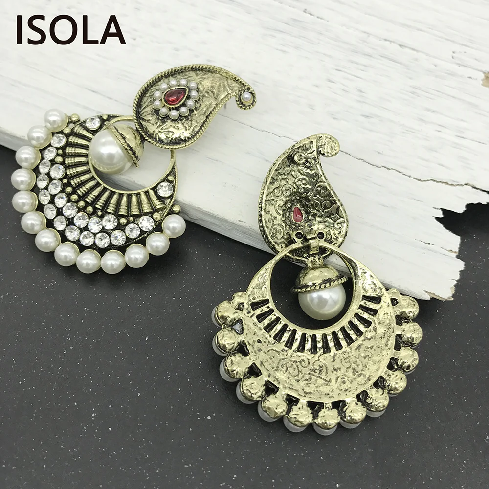 ISOLA Большая Жемчужная объемная люстра кашмирские серьги в индийском стиле