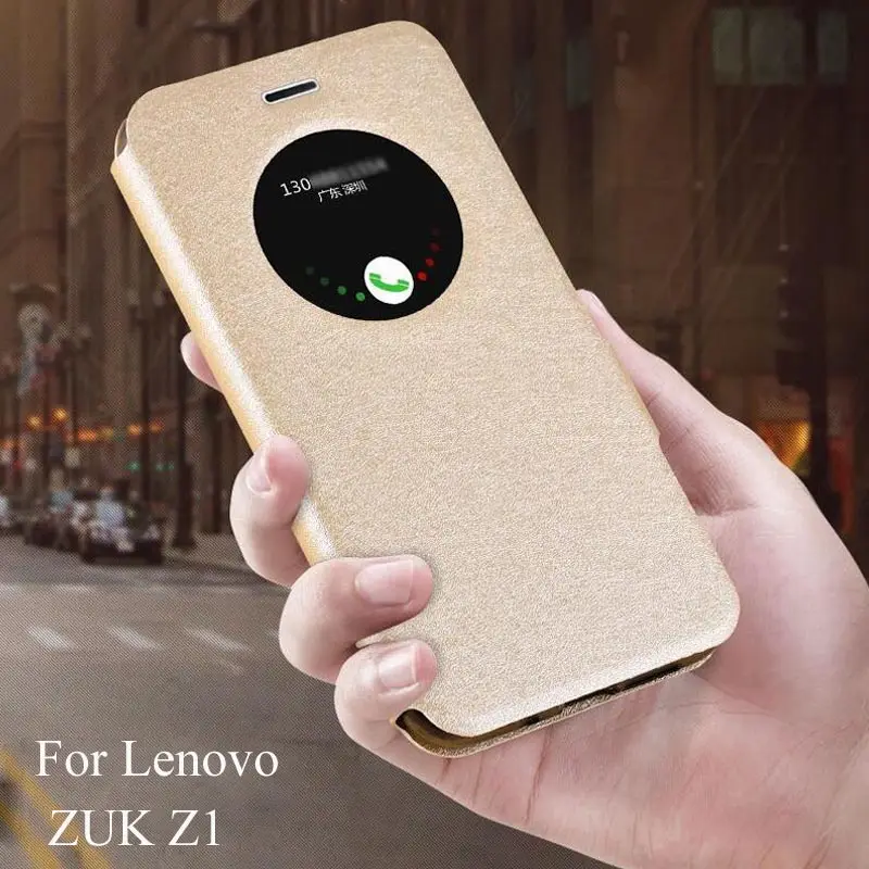 Чехол с откидной крышкой и окошком для Lenovo Zuk Z1 роскошный чехол из искусственной