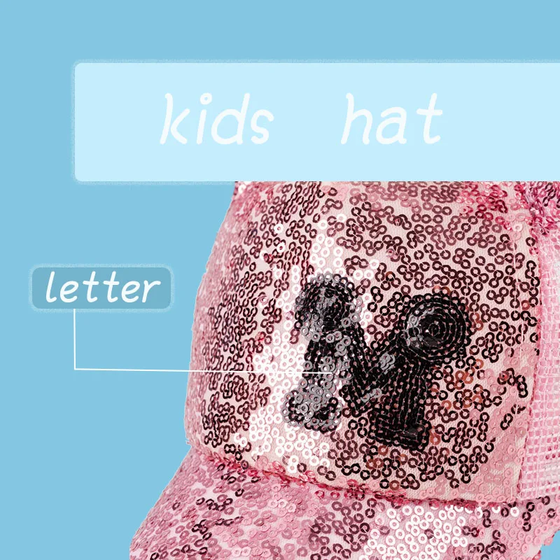 Блёстки Дети Бейсбол кепки с ушками Лето регулируемый Snapback сетки для маленьких девочек и мальчиков шапки детей хип хоп Солнцезащитная бейсболка enfant
