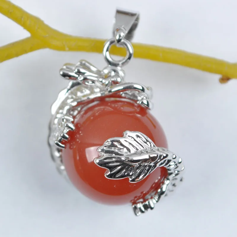 Красный Сердолик Круглый Кулон Дракон ювелирные изделия для женщин подарок S552 |