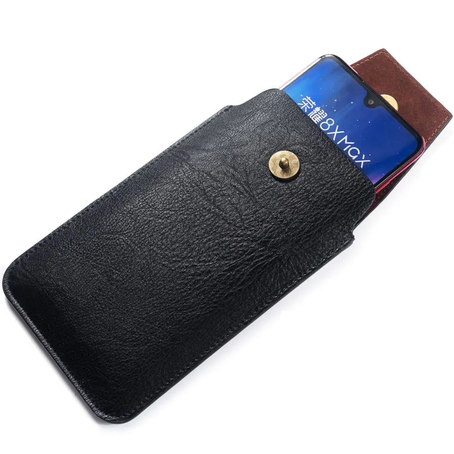 CHEZVOUS Flip Leather Phone Case For Smart Cell Phones 4.7-6.5inch Belt Clip Holster Pouch Ultra-thin Waist Bag Outdoor Climbing