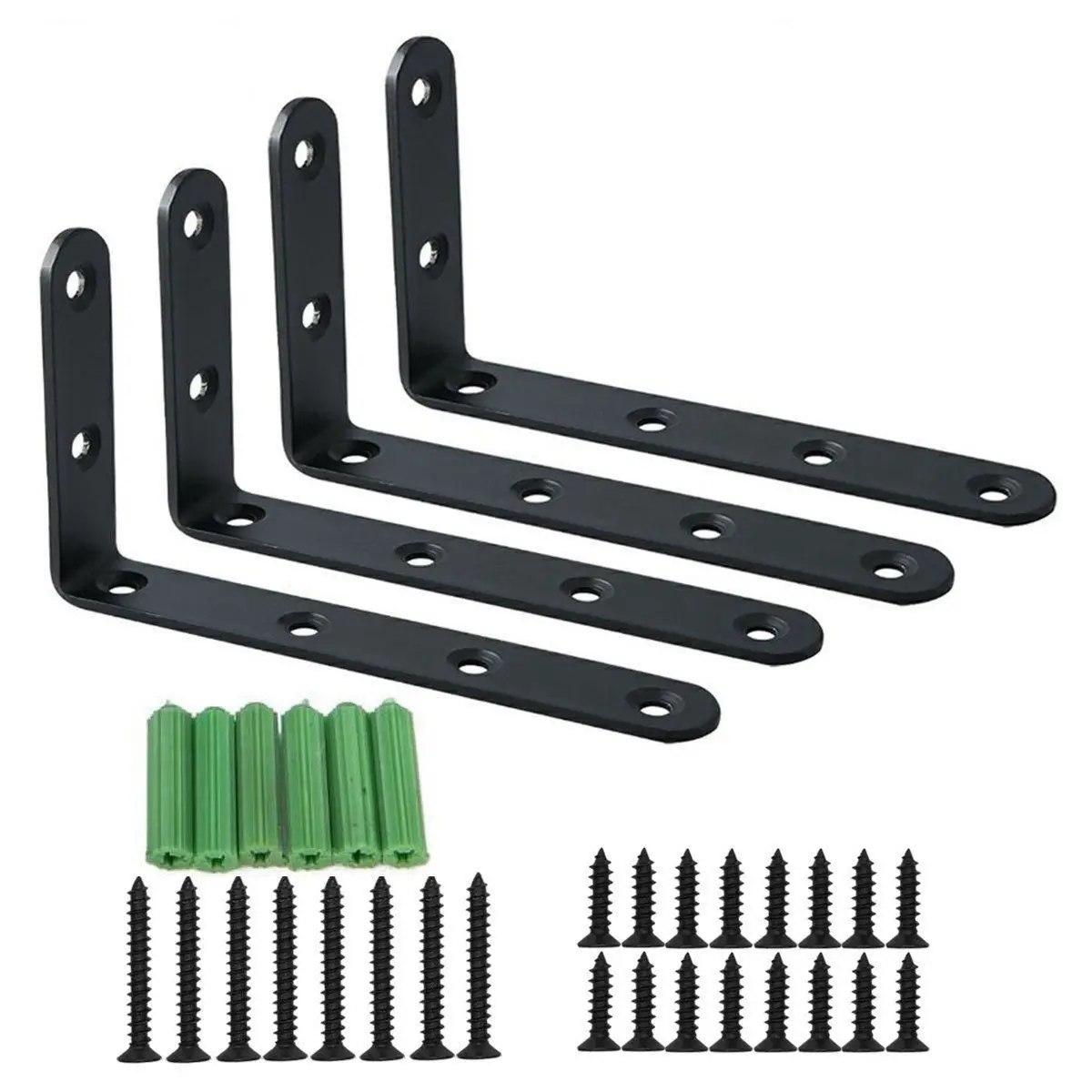 4 PCS Stainless Steel Duty &quotL&quot Decorative Corner Brace Angle Bracket Shelf Support Furniture Connector Industrial Decora |