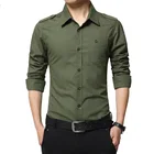Качественная Зеленая Мужская рубашка с эполетами, приталенная рубашка в стиле милитари ВВС с длинным рукавом, Хлопковая мужская рубашка