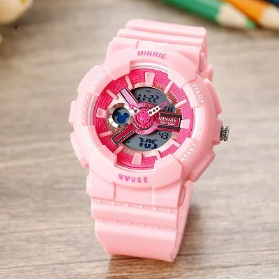 pink(opp pack) Многофункциональные цифровые кварцевые часы disney для мальчиков и девочек, детские Молодежные классные цифровые наручные часы, спортивные часы для мужчин и женщин - Цвет: pink(opp pack)