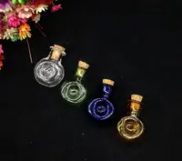 20pcs 20*30mm mix colors diy Glass Bottle XO flat Round Cork Small Handmade Wish Vials pendants sample jars metal eyehook free