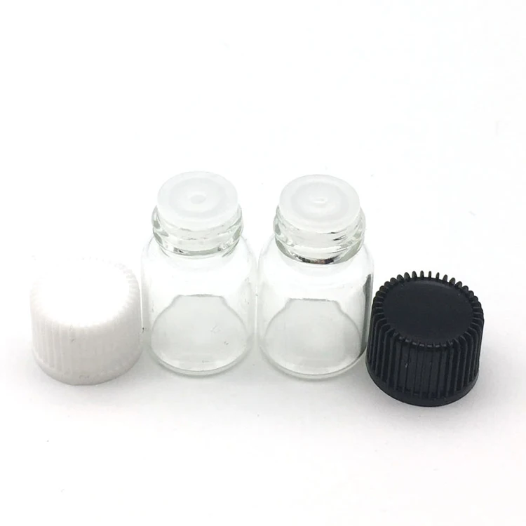 2ml Clear With Mix 5 шт. 1 мл 2 мл 3 мл 5 мл мини Янтарная жидкая стеклянная бутылка с отверстием редуктора и крышкой маленькие флаконы для эфирных масел - Цвет: 2ml Clear With Mix