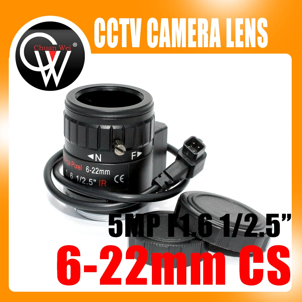 5MP 1/2.5 &quot6 22 мм F1.6 IR ручной варифокальный DC Авто Iris CCTV Объектив CS Mount для всех