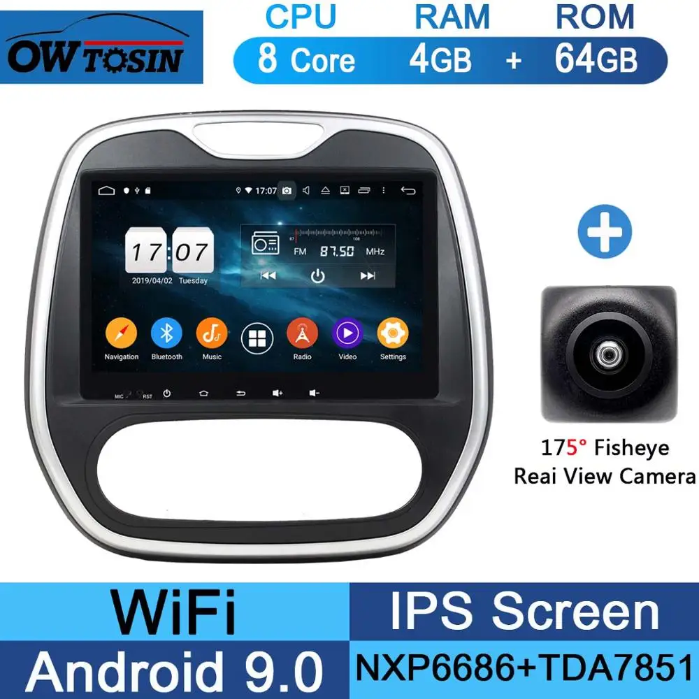 64G Fisheye Camera Ips " Android 9,0 8 ядерный 4G+ 64G Автомобильный мультимедийный плеер для Renault Capture captur 2011- MT gps Радио Стерео CarPlay Parrot BT - Цвет: 64G Fisheye Camera