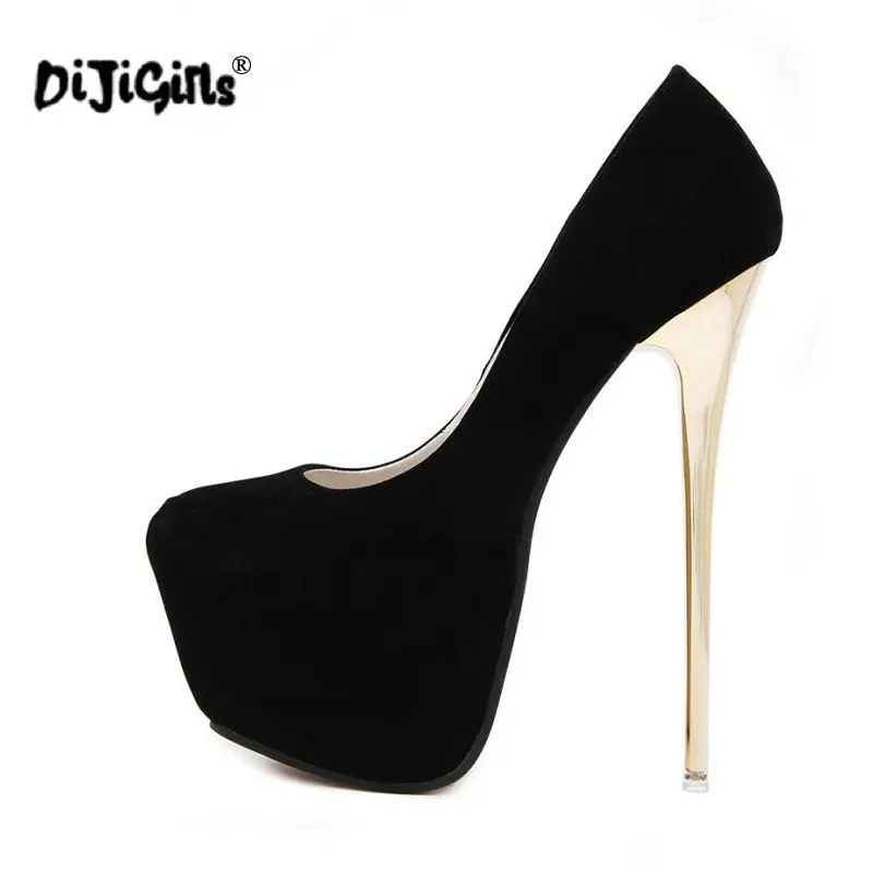 dropship Sexy Pumps Wedding Women Fetish Shoes Concise Woman Latform Very High Heel Stripper Flock 16 cm Size 34-40 | Обувь