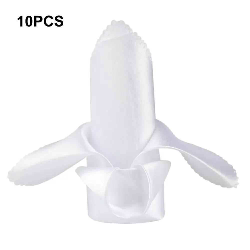 White OurWarm 10 шт. атласные салфетки украшение стола мужской платок полиэфирная ткань 6 цветов 30*30 см Свадебный банкет для домашнего ужина Вечерние - Цвет: White
