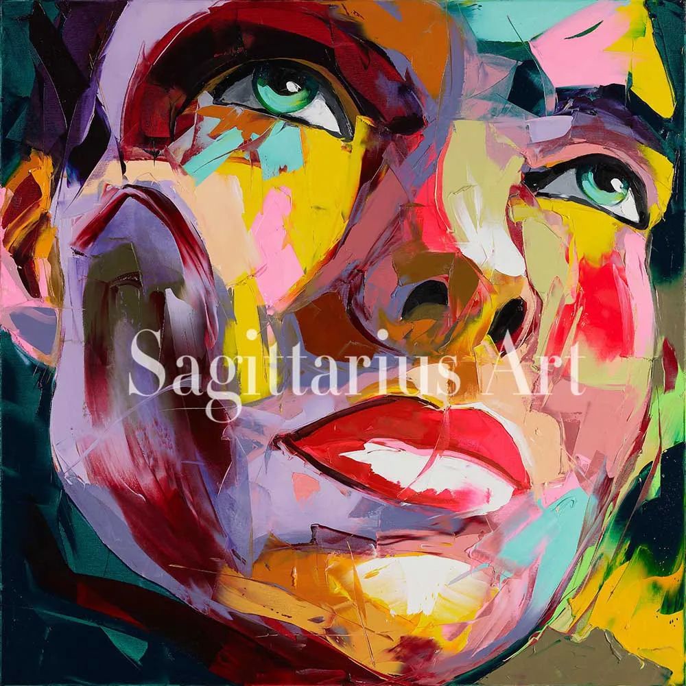 

Handmade Hand painted Modern Francoise Nielly Abstract Wall Decor Fine Art Untitled 76 Oil Painting Artwork Canvas Painting art