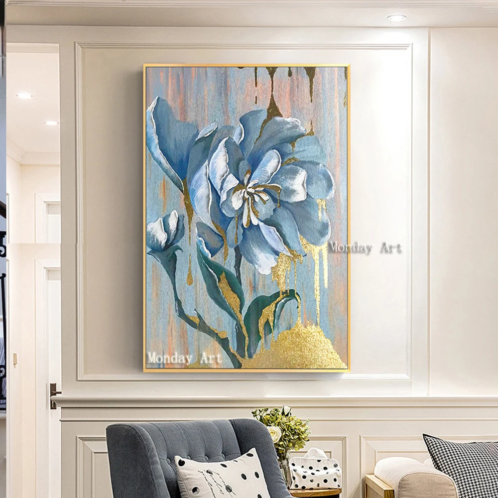 Картина денежное дерево на холсте с золотыми цветами ручная работа 100% | Дом и сад