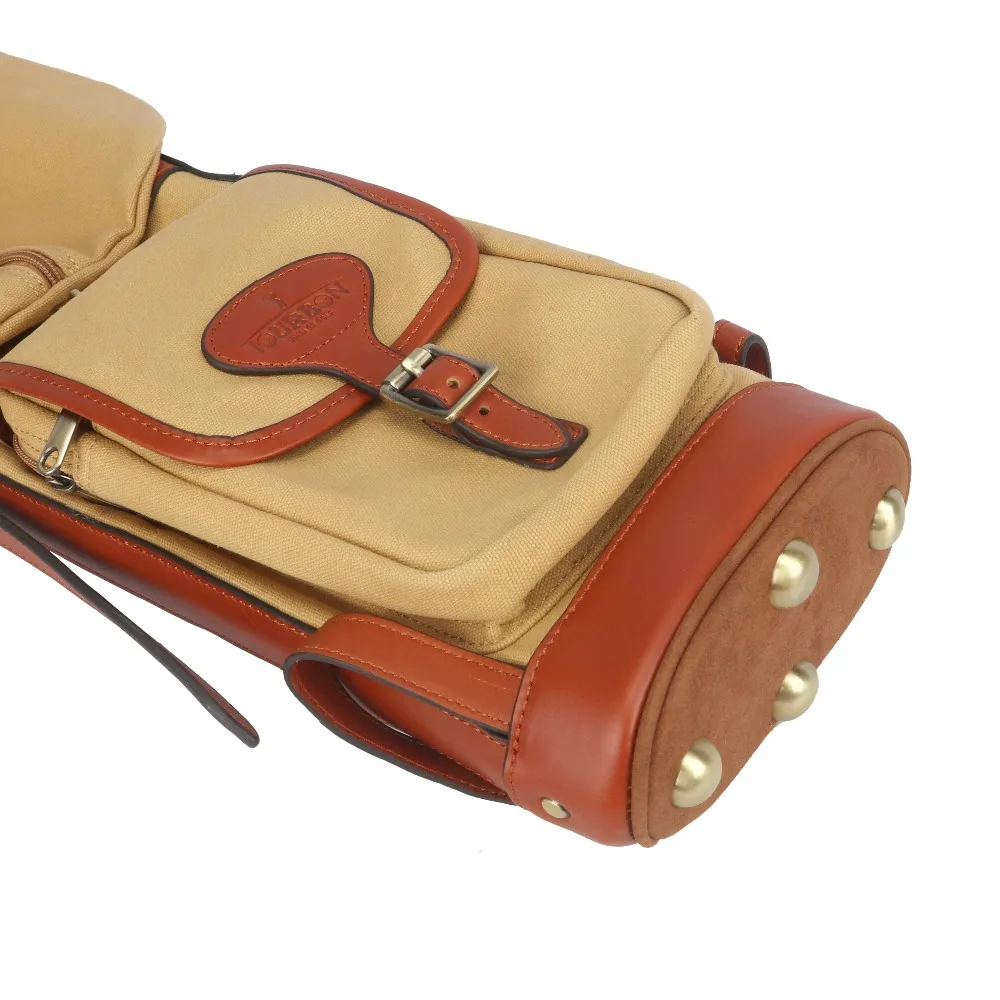 Tourbon Vintage Golf Club Bag Carrier Canvas & Leather Golf Gun Bag W/Side Pockets Driving Range Bags Cover 87CM