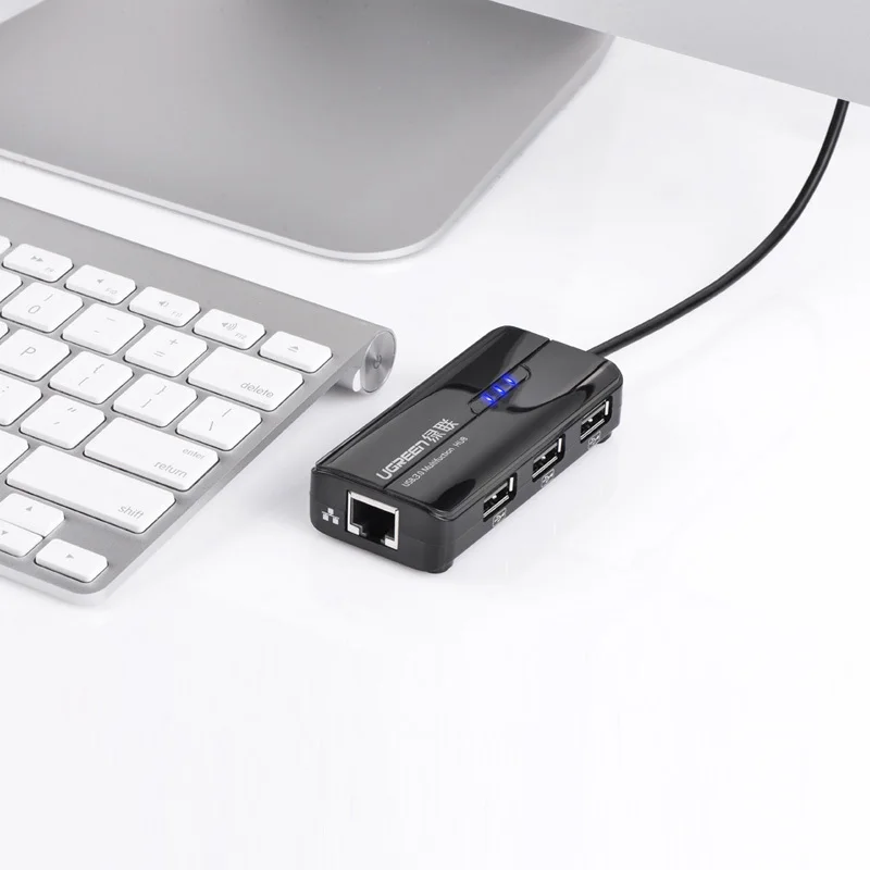Ugreen usb 2.0 до 10/100 мбит/с rj45 lan карты сетевого ethernet адаптер + 3 Порта USB Концентратор