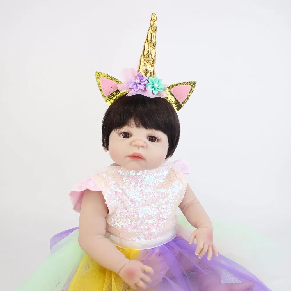 55 см всего тела силикона Reborn Baby Doll мягкий винил Новорожденный ребенок платье