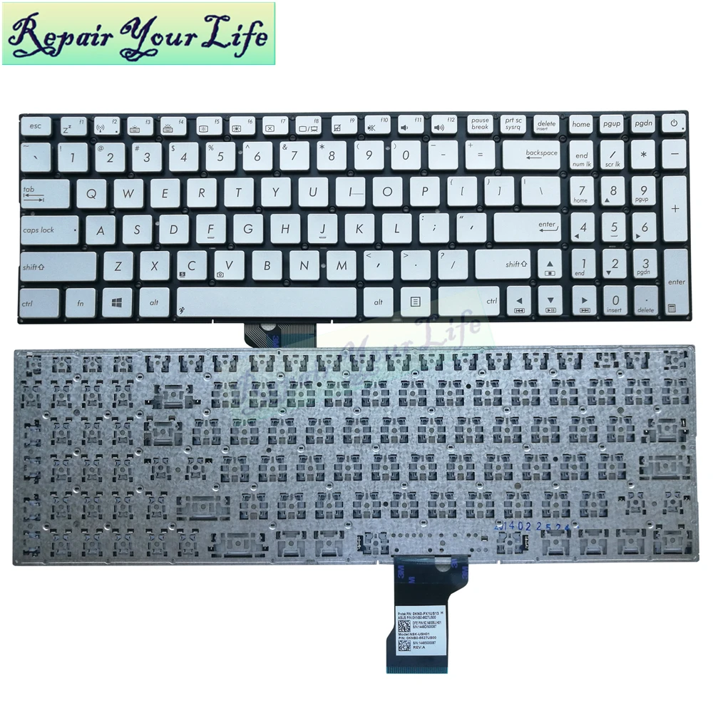 Английская клавиатура для ноутбука ASUS N541, N541LA, q501LA, серебристая американская клавиатура 9z. N8sbu.h01 0KNB0-6627US00, оптовая продажа, Прямая поставка